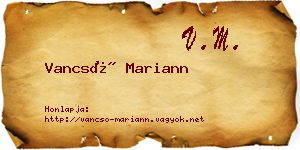 Vancsó Mariann névjegykártya