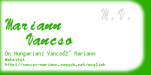 mariann vancso business card
